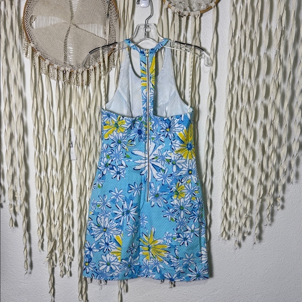 Lilly Pulitzer Graves Breakwater Blue Daisy Dance Racerback Shift Dress Size 00 - Picture 6 of 11